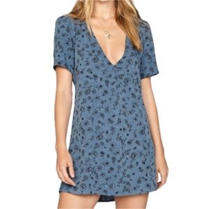 Amuse Society Blue Floral Babydoll Dress